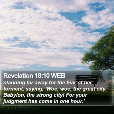 Revelation 18:10 WEB Bible Verse Image