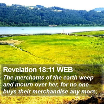Revelation 18:11 WEB Bible Verse Image