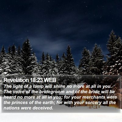 Revelation 18:23 WEB Bible Verse Image