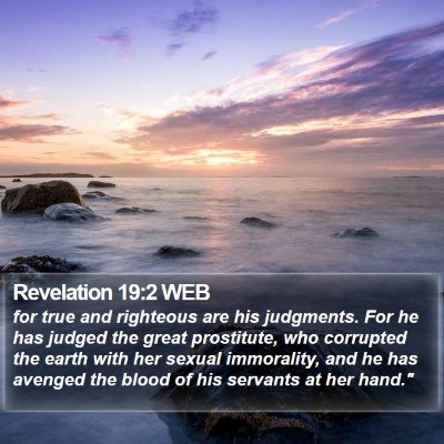 Revelation 19:2 WEB Bible Verse Image