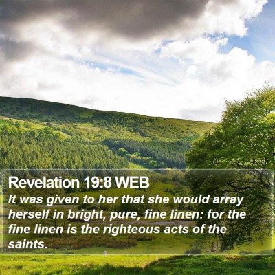 Revelation 19:8 WEB Bible Verse Image