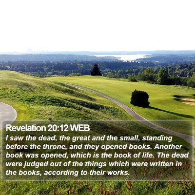 Revelation 20:12 WEB Bible Verse Image