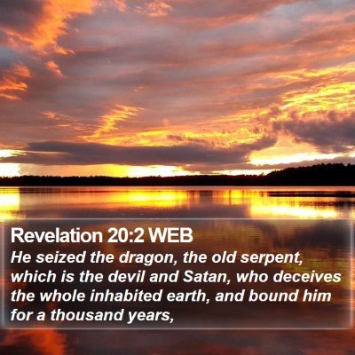 Revelation 20:2 WEB Bible Verse Image