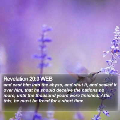Revelation 20:3 WEB Bible Verse Image