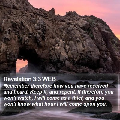 Revelation 3:3 WEB Bible Verse Image