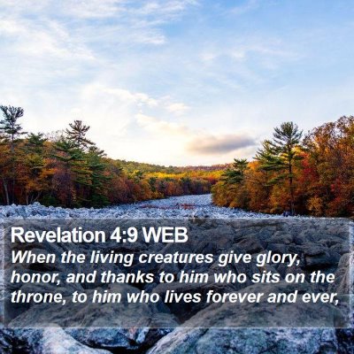 Revelation 4:9 WEB Bible Verse Image