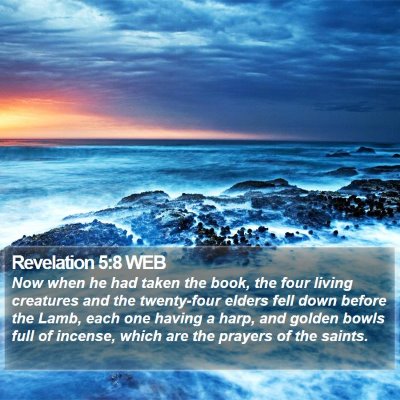 Revelation 5:8 WEB Bible Verse Image