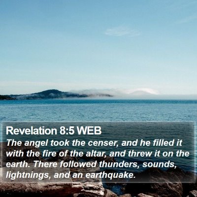 Revelation 8:5 WEB Bible Verse Image