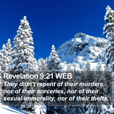 Revelation 9:21 WEB Bible Verse Image