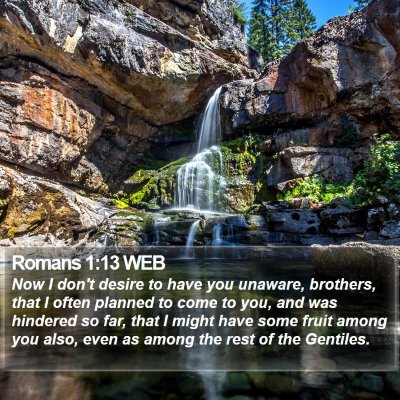 Romans 1:13 WEB Bible Verse Image
