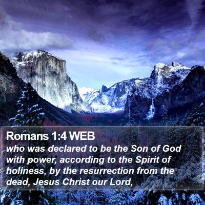 Romans 1:4 WEB Bible Verse Image