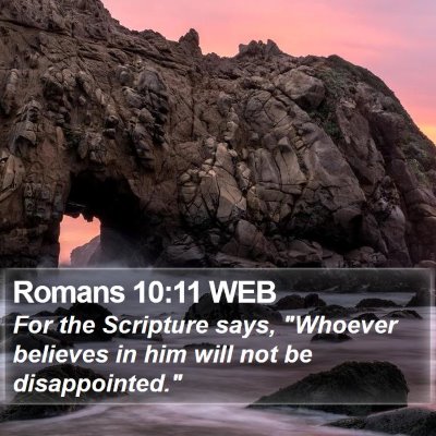 Romans 10:11 WEB Bible Verse Image