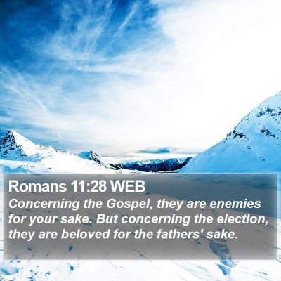 Romans 11:28 WEB Bible Verse Image