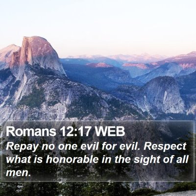 Romans 12:17 WEB Bible Verse Image