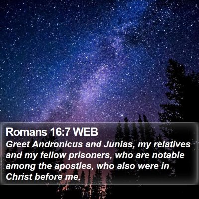 Romans 16:7 WEB Bible Verse Image