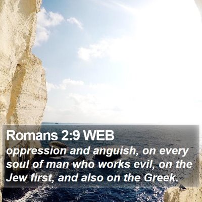 Romans 2:9 WEB Bible Verse Image