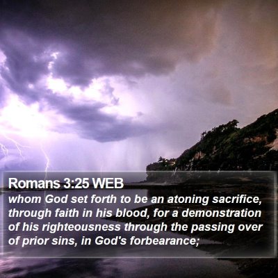 Romans 3:25 WEB Bible Verse Image