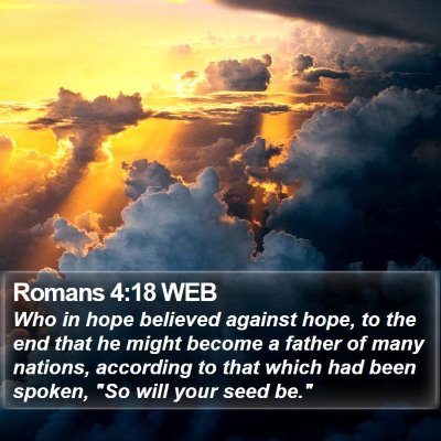 Romans 4:18 WEB Bible Verse Image