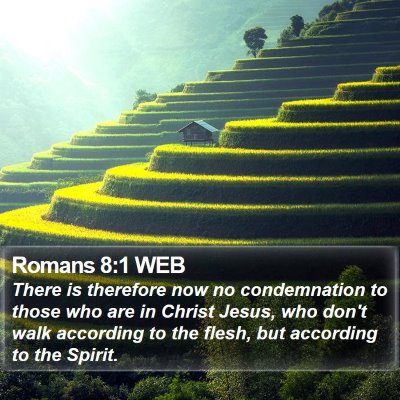Romans 8:1 WEB Bible Verse Image