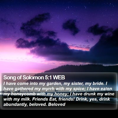 Song of Solomon 5:1 WEB Bible Verse Image