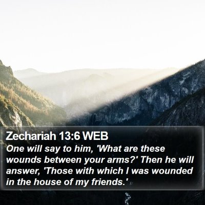 Zechariah 13:6 WEB Bible Verse Image