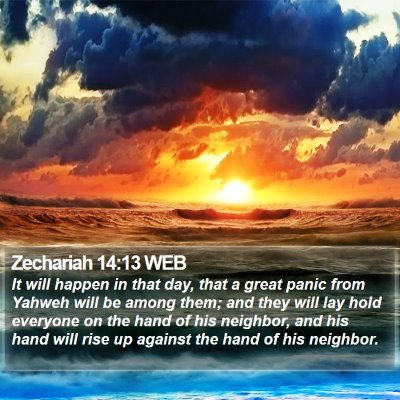 Zechariah 14:13 WEB Bible Verse Image