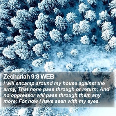 Zechariah 9:8 WEB Bible Verse Image