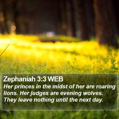 Zephaniah 3:3 WEB Bible Verse Image