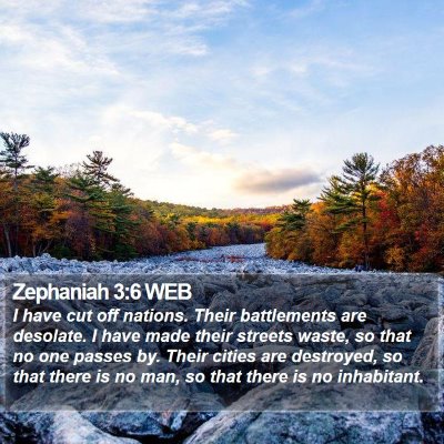 Zephaniah 3:6 WEB Bible Verse Image