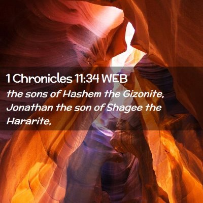 Picture 02 - 1 Chronicles 11:34 WEB - the sons of Hashem the Gizonite, Jonathan the son - Bible Verse Picture