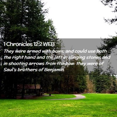 Picture 02 - 1 Chronicles 12:2 WEB - They were armed with bows, and could use both the - Bible Verse Picture