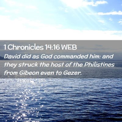 Picture 02 - 1 Chronicles 14:16 WEB - David did as God commanded him: and they struck - Bible Verse Picture