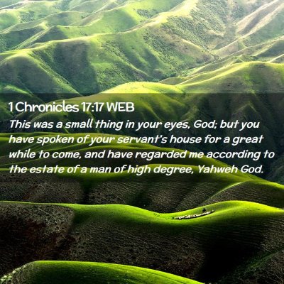 Picture 02 - 1 Chronicles 17:17 WEB - This was a small thing in your eyes, God; but you - Bible Verse Picture