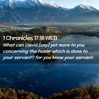 Picture 02 - 1 Chronicles 17:18 WEB - What can David [say] yet more to you concerning - Bible Verse Picture