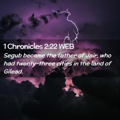 Picture 02 - 1 Chronicles 2:22 WEB - Segub became the father of Jair, who had - Bible Verse Picture
