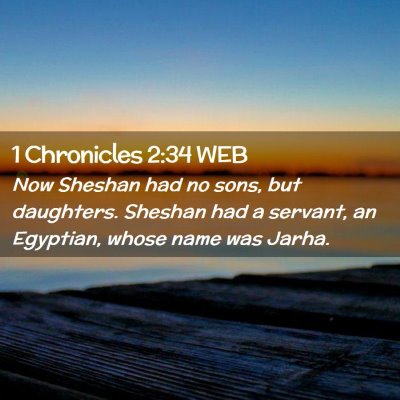 Picture 02 - 1 Chronicles 2:34 WEB - Now Sheshan had no sons, but daughters. Sheshan - Bible Verse Picture
