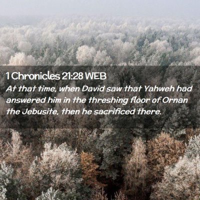 Picture 02 - 1 Chronicles 21:28 WEB - At that time, when David saw that Yahweh had - Bible Verse Picture