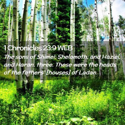 Picture 02 - 1 Chronicles 23:9 WEB - The sons of Shimei: Shelomoth, and Haziel, and - Bible Verse Picture