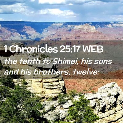 Picture 02 - 1 Chronicles 25:17 WEB - the tenth to Shimei, his sons and his brothers, - Bible Verse Picture