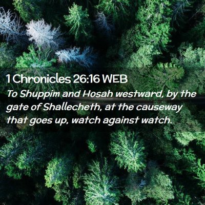Picture 02 - 1 Chronicles 26:16 WEB - To Shuppim and Hosah westward, by the gate of - Bible Verse Picture