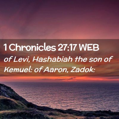 Picture 02 - 1 Chronicles 27:17 WEB - of Levi, Hashabiah the son of Kemuel: of Aaron, - Bible Verse Picture