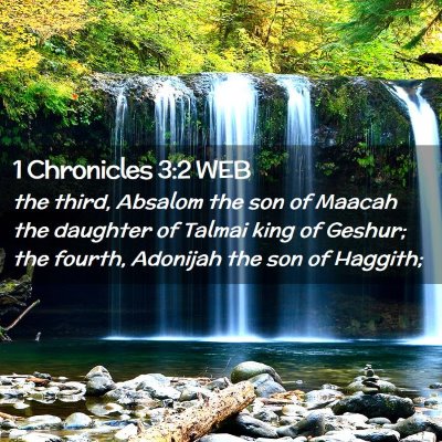 Picture 02 - 1 Chronicles 3:2 WEB - the third, Absalom the son of Maacah the daughter - Bible Verse Picture