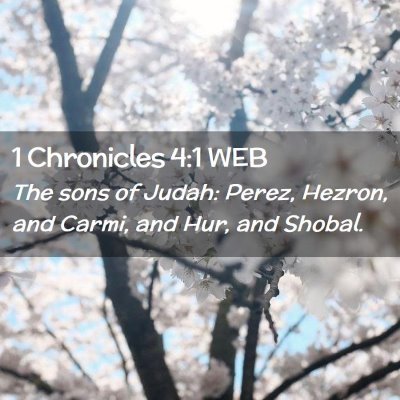 Picture 02 - 1 Chronicles 4:1 WEB - The sons of Judah: Perez, Hezron, and Carmi, and - Bible Verse Picture
