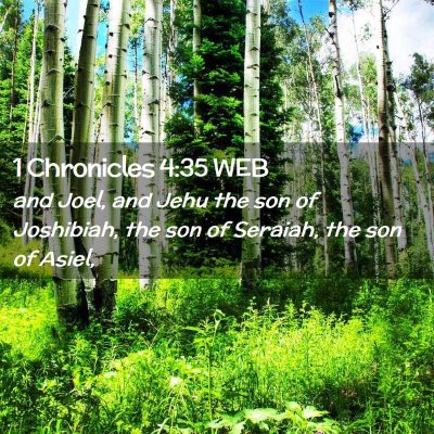 Picture 02 - 1 Chronicles 4:35 WEB - and Joel, and Jehu the son of Joshibiah, the son - Bible Verse Picture