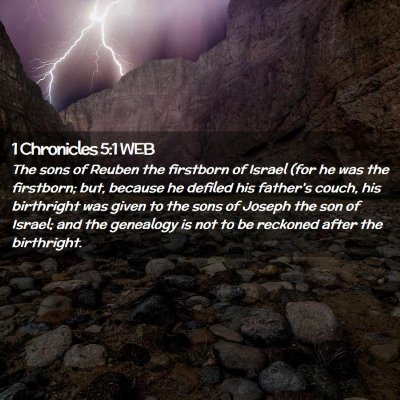 Picture 02 - 1 Chronicles 5:1 WEB - The sons of Reuben the firstborn of Israel (for - Bible Verse Picture