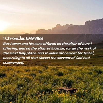 Picture 02 - 1 Chronicles 6:49 WEB - But Aaron and his sons offered on the altar of - Bible Verse Picture