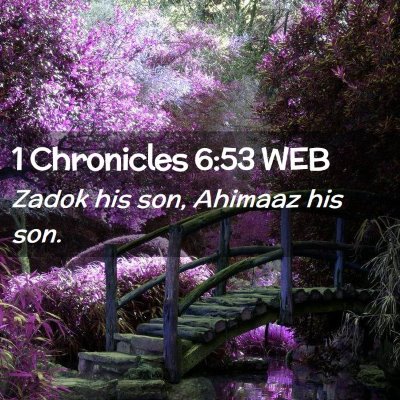 Picture 02 - 1 Chronicles 6:53 WEB - Zadok his son, Ahimaaz his - Bible Verse Picture
