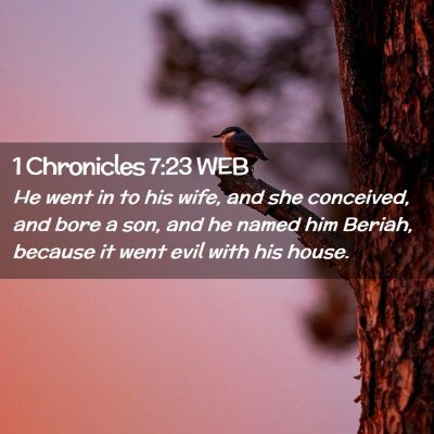 Picture 02 - 1 Chronicles 7:23 WEB - He went in to his wife, and she conceived, and - Bible Verse Picture
