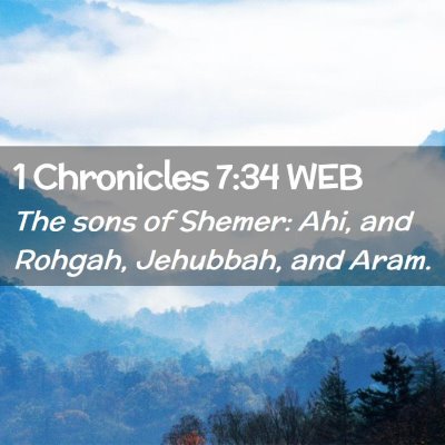 Picture 02 - 1 Chronicles 7:34 WEB - The sons of Shemer: Ahi, and Rohgah, Jehubbah, - Bible Verse Picture