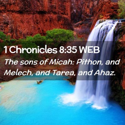 Picture 02 - 1 Chronicles 8:35 WEB - The sons of Micah: Pithon, and Melech, and Tarea, - Bible Verse Picture